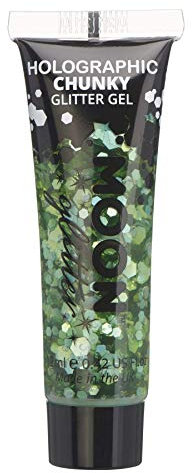 Holographisches Gesichts & Körper Chunky Glitzer Gel von Moon Glitter - 12ml - Grün - Glitzer Gesichtsfarbe