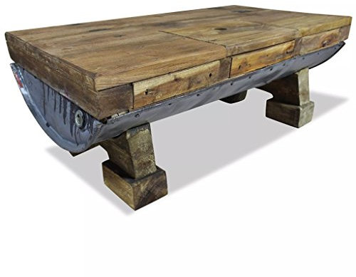 Festnight Couchtisch | Retro Beistelltisch | Vintage Wohnzimmertisch | Altholz Massiv 90 x 50 x 35 cm