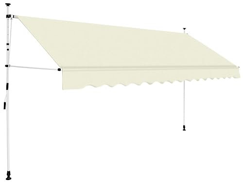 vidaXL Markise Einziehbar Handbetrieben 350cm Creme Klemmmarkise Balkonmarkise
