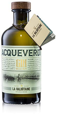 La Valdotaine Acqueverdi Gin Delle Alpi 700ml - Premium Gin Botanico - Distillato Artigianale Italiano Forte Mineralità ed Equilibrato Gin Italiano Preparazione Cocktail - 43% Vol (Bottiglia singola)