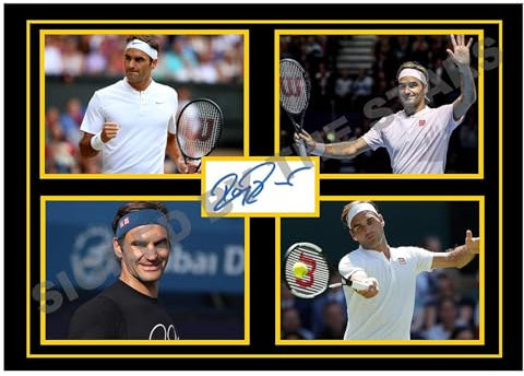 Fotodruck mit Autogramm, Roger-Federer, signiert, Tennis