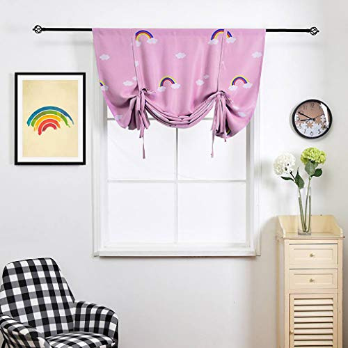 SIMPVALE Verdunklungsrollo mit niedlichem Regenbogen-Druck, Thermo-Vorhang mit Stangentasche für Schlafzimmer, Wohnzimmer, Küche, Kinderzimmer, Rose, WxL: 80x120cm