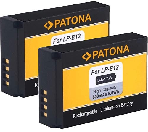 PATONA LP-E12 Battery 800 mAh Replacement Battery Compatible with Canon EOS 100D Rebel SL1 EOS M M2 M10 M50 M100 M200 2 10 50 100 200 PowerShot SX70 SX-70 SX 70 HS Battery Pack LPE12 LP E12 LPE-1