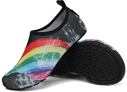 SAGUARO Zapatillas de Casa Hombre Mujer Pantuflas Interior Exterior Slipper Antideslizante Suave, Arco iris 42/43EU