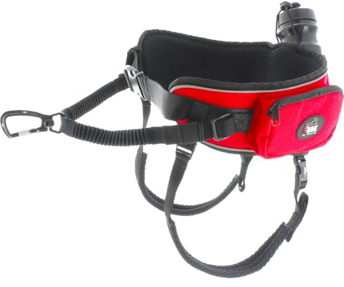 Baudrier Komfortgürtel Trek I-DOG (französische Marke) Canicross, Cani Wandern, Cani Jogging, Cani Trail, Sportgebrauch oder Freizeit, zum Laufen mit Ihrem Hund, Einheitsgröße – Rot
