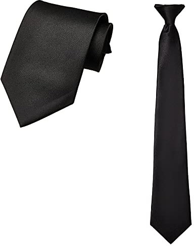 SATINIOR 2 Pièces Cravate à Pince Noire Mate pour Mariage Cravate d'Affaires Formelle