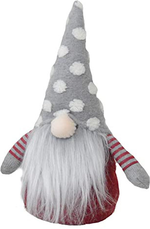 Red Grey & White Spotted Hat Christmas Gonk 30cm 12 Tall Freestanding with Weighted Base Door Stop