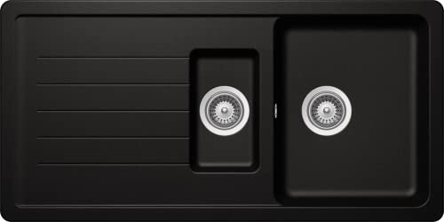 SCHOCK Lavandino da cucina di alta qualità 100 x 50 cm Toledo D-100 Magma – Nero CRISTADUR con scolapiatti da 60 cm di larghezza