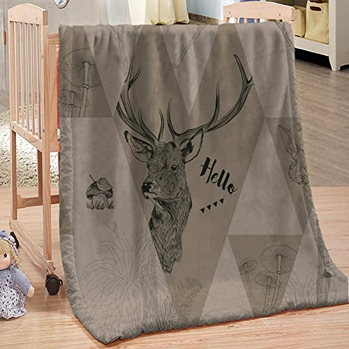 Kuscheldecke Brauner Retro-Hirsch Decke Mikrofaser Kuscheldecke Flauschig Langlebig Fleecedecke Zweiseitige Couchdecke Dick & Warm Wolldecken für Couch(130x150cm)