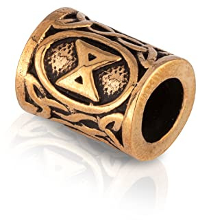 NKlaus Bartperle Bronze DAGAZ Futhark Rune Germanisch Keltisch, 1 Stück | Gothic; Wikinger; bartschmuck wikinger