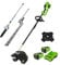 Greenworks Cordless Lawn Trimmer 40V 40cm, 25cm Brush Cutter Blade, Pole Hedge Trimmer and Chainsaw Attachment, incl. 2 Battery 2Ah & Charger