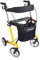 FabaCare Premium Rollator Gepard, Kohlefaser Carbon, faltbar, mit Vollausstattung, Tasche, Rückengurt, Stockhalter, Sitz, Carbonrollator bis 150 kg, Sitzhöhe 62 cm, Gelb