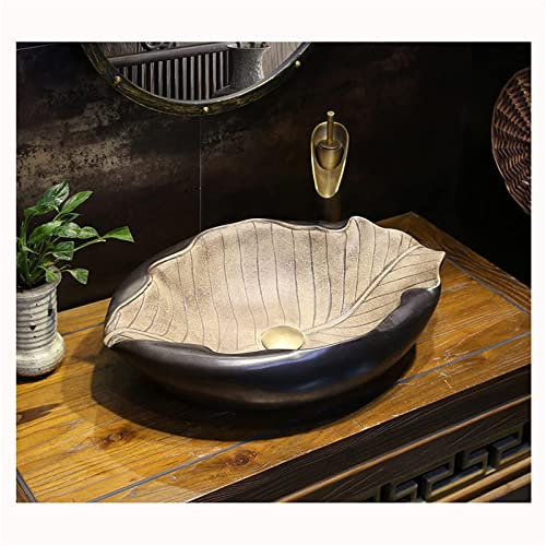 Lavabi da appoggio per bagni Ceramica Vintage Art Lavandino per Bagno Lavabo in Stile Industriale Lavandino 570 * 390 * 150 MM Riempimento Profondo con Fessura di troppopieno