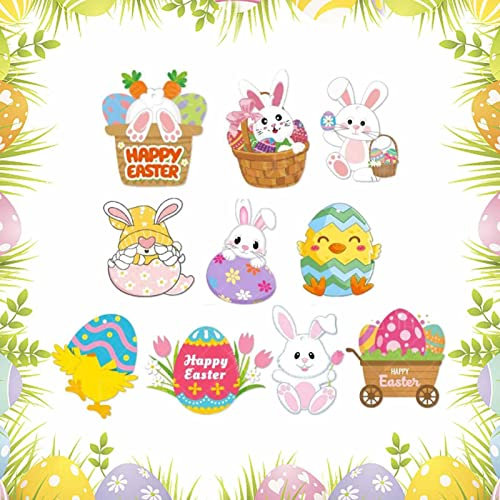 Osterhase für Baum – 2D Osterhase hängende Dekorationen | Kaninchen Handwerk Dekorative Osterdekorationen für Ostern Party Gastgeschenke Zubehör Dekor