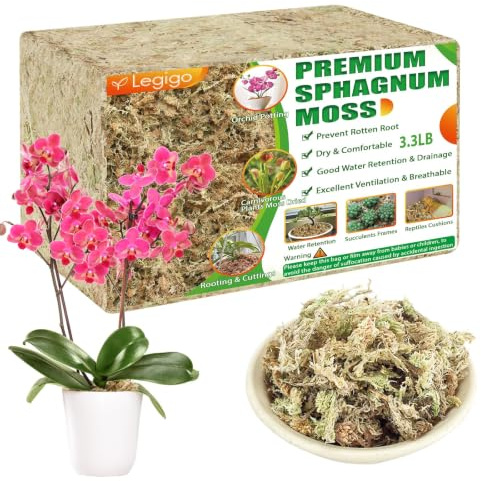 Legigo 1.5kg Premium Sphagnum Moos - ergibt 75L Spagnummoos für Pflanzen | Speichert Wasser Torfmoos für Orchideen, Monstera, Sukkulenten, Fleischfressende Pflanzen & Stecklinge