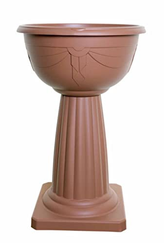 HOMION Pedestal Flower Plant Planter Pot 40cm Jardinière Round Planter Terracotta Pot Venetian Plastic Garden Bowl Free Standing