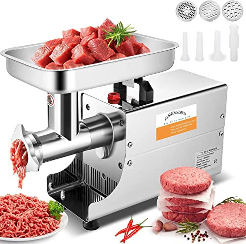 DISHENGZHEN Commercial Meat Grinder Electric Meat Mincer with 4mm/6mm/8mm Grinding Plates, for Family and Commercial Use