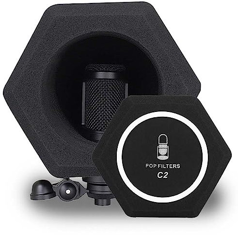 Professional Microphone Isolation Ball Shield - Superior Noise Cancellation with Pop Filter and High-Density Sound Absorbing Foam - Studio Quality Recording