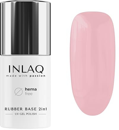 INLAQ® 2in1 Rubber Base Gel UV HEMA Free Aroma 6 ml - Gel Nail Polish up to 95% Opacity Base Gel for Nail Polish UV - Hard Gel for Nails Base Gel