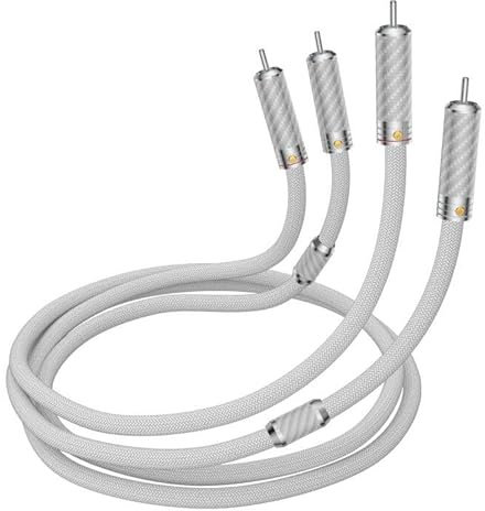 Tirstrup Cinch Kabel Subwoofer Kabel, A Paar Cinch zu Cinch Audiokabel 4-Kerne 1.2mm Versilbert Audio Kabel 7.8mm Diameter Chinch RCA-Kabel für Verstärker/Fernsehen/DVD/Heimkino (1M, Weiß)