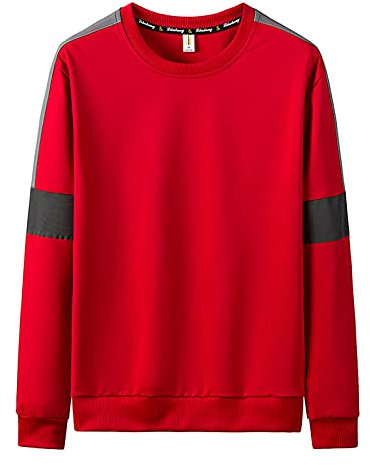 rtdgcv Suits for Men Autumn Winter 2-Piece Set for Men Long Sleeve Patchwork Top Blouse and Long Trousers Set Casual Loose Sleepwear Suit Men's Jogging Bottoms Set, red, XXXL