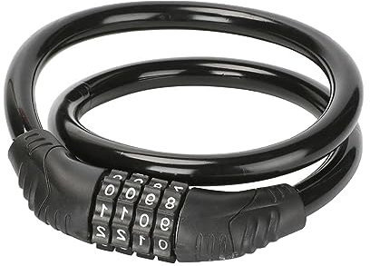 Sécurité Vélo et Trotinette, Câble Antivol à Code Réinitialisable, Serrure à 4 Chiffres, Design Léger et Résistant, Protection pour Bicyclettes, Remorques et Engins Électriques (Noir)
