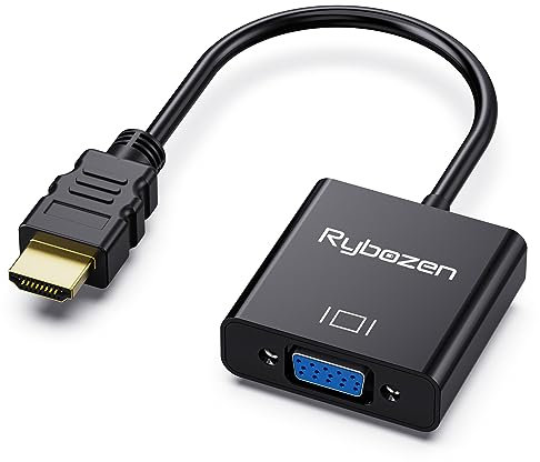 Adaptateur HDMI vers VGA, convertisseur HDMI vers VGA plaqué or (mâle vers femelle), compatible avec ordinateur, ordinateur portable, PC, moniteur, projecteur, HDTV, Chromebook, Raspberry Pi, Roku,