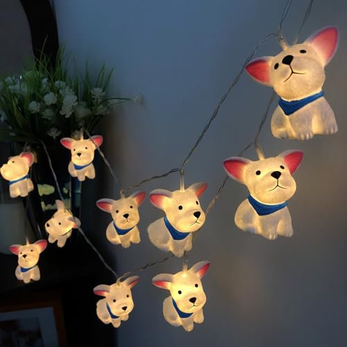 Riaxuebiy 1.65M 10LEDs Labrador Hund Lichterkette Kinderzimmer Batteriebetrieben mit Timer Funktion