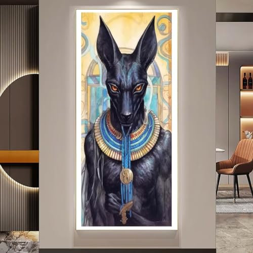 Diamond Painting Anubis Diamant Painting Bilder Kinder Ägypten Diamond Art Erwachsene Full Drill Diamond Painting Zubehör, 5d Diamant Malerei Kunst Mosaic Stickerei Kits Home Wand Decor 90x250 cm Q17