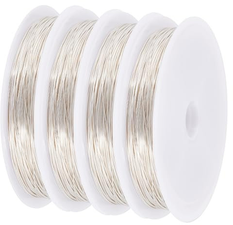SUNNYCLUE Fili per Perline In Rame Da 40 m Filo per Artigianato Calibro 0.5 da 24 mm Fili per Perline In Argento Resistente All'Appannamento Filo per Perline per Gioielli Fili per Artigianato In Rame