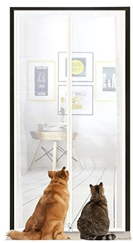 BOSSGE Fliegengittertür for Katzen, verstärkt, haustiersicher, mit Reißverschluss, Vorhang, um Hunde und Katzen draußen zu halten. Verhindern Sie, DASS Katzen und Hunde herauslaufen. Fliegengittertür