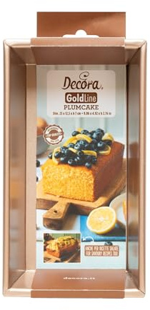 Decora 0070115 Pflaumenkuchenform, Dim 23 x 12,5 x 7 cm, ideal für die Zubereitung von leckeren Muffins, aus antihaftbeschichtetem Metall