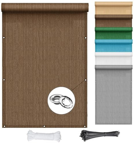 Sonnensegel Atmungsaktiv Sonnenschutz 1 x 8 m Rechteckig Atmungsaktiv UV Schutz Sonnensegel mit Ösen Nach Maß Sonnenschutz Windschutz für Terrasse, Balkon, Pool Und Garten, Braun