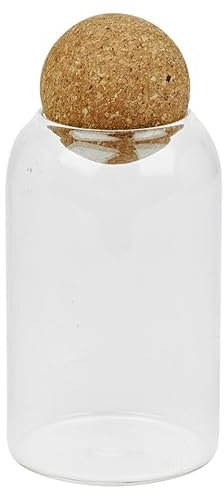URBNLIVING Clear Storage Glass Jars Pots with Spherical Cork Ball Lid Air Tight Seal Set for Kitchen Food Preservation & Organisation Clear Tall Spaghetti Canisters Storage Spice Coffee Candy