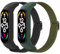 Astorgos 2 Stück Elastisches Nylon Armband Kompatibel mit Xiaomi Mi Band 7/6/5 für Damen Herren, Elastisches Stoff Ersatzarmband Dehnbares Uhrenarmband Sportarmband, Schwarz+Armeegrün