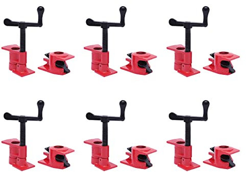 3/4 zoll Rohr Schraubzwingen, Eisen Korpuszwinge Rohrzwingen Passende Rohrdimension 26, 5 mm, Rohrschellen, Wasserschlauch-Set, Rohrzwingen Passende für Holz Holzbearbeitung (6)