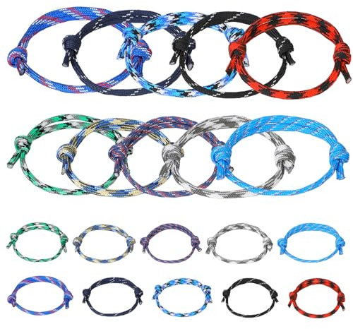 20 PCS Men Surfer Bracelets Nautical Braided Rope, String Bracelets Rope Adjustable Handmade Bracelet Wave Braided Bracelet Navy Rope Cord Bracelet Colorful Surf Friendship Bracelets for Men Women