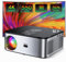 Beamer, HORLAT 25000 Lumen Beamer 4K Heimkino, Native 1080P WiFi Bluetooth Projektor, Auto Trapezkorrektur, 50% Zoom Projektor, Android TV mit Prime Video/YouTube, Smart Beamer (Silber schwarz2)