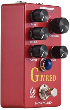 Btuty Gitarren-Effektpedal G IV Rot Lila Kanal Vorverstärker/Overdrive/Distortion Pedal Gitarre Bass Effektpedal und 4 Modelle mit True Bypass DC 9V 6,35mm Eingang/Ausgang Schnittstelle