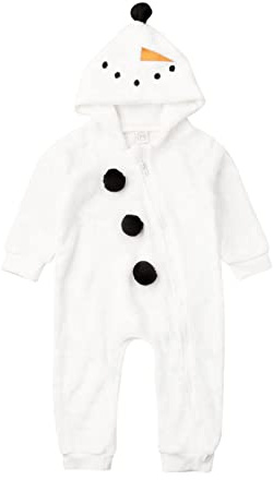 Qianderer Baby Jungen Mädchen Weihnachten Strampler Samt Hoodie Schneemann Hoodie Overall Kleinkind Overall Xmas Kleidung