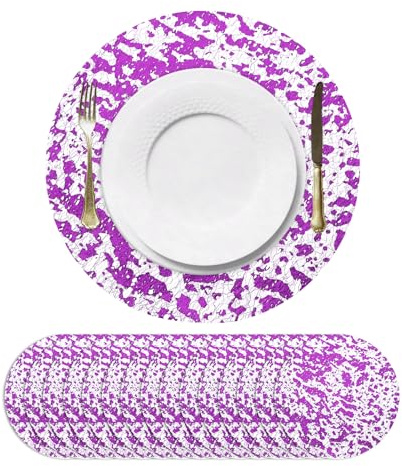 QUARKZMAN 16 Stück Einweg-Runde Platzsets Lila 33cm/13 Glitzer Tischsets | Tischdeckchen, Metallische, Folie, Dünne, Netz, Dekoration, Für Partys, Hochzeiten, Weihnachten, Erntedankfest, Folie
