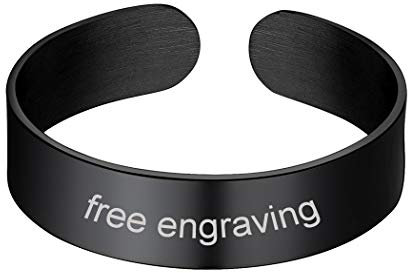 Suplight Damen Herren offener Ring 5mm verstellbarer Band Ring mit Gravur Edelstahl glänzend Knöchelring Fingerring Personalisierbarer Verlobungsring Modeschmuck Accessoire Geschenk für Frauen Männer