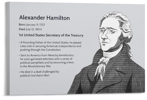 Alexander Hamilton Poster auf Leinwand, Kunstposter und Wandkunst, Bilddruck, moderne Familiendekoration, Poster, 30 x 45 cm