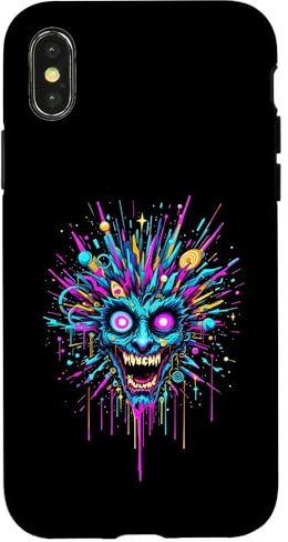 Vibrant Psychedelic Trippy Face Psycho Pulse Surreal Art Case for iPhone X/XS
