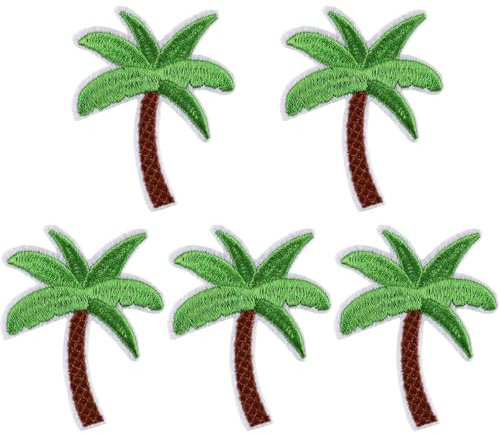 5 PCS Patches zum Aufbügeln Palmen, Aufnäher zum Aufbügeln, Sommerstrand-Thema Flicken zum Aufbügelns, Stoffflicken zum Aufbügelns, Geeignet Als DIY-Zubehör für Hüte, Kleidung, Jeans, Rucksäcke