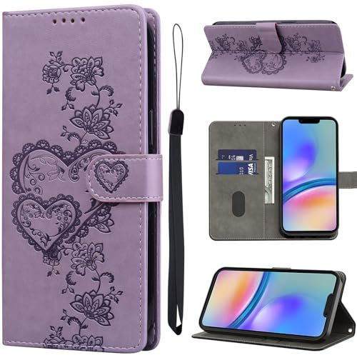 YiChZhe Custodia per Samsung Galaxy S25/S24 5G, in pelle di alta qualità, con scomparto per carte di credito, funzione leggio, pieghevole, per Galaxy S25/S24, 5G, lilla