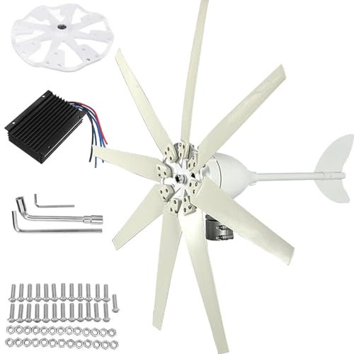 QAZXDRFG Aerogenerador de 5000 W CC, 12 V, 24 V y 48 V, con 8 aspas, Ideal para complementar la energía del hogar 24 V