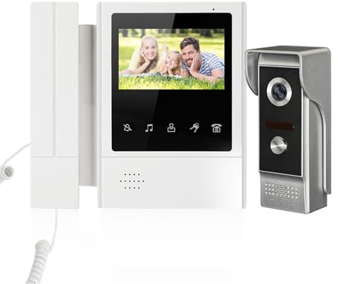 Swokely Video-Türsprechanlage 4,3 Zoll Touch Monitor verdrahtet Video-Sprechanlage Türklingel Kits Telefon Stil Türsprechanlage Infrarot Nachtsicht 2-Wege-Sprechanlage für Home