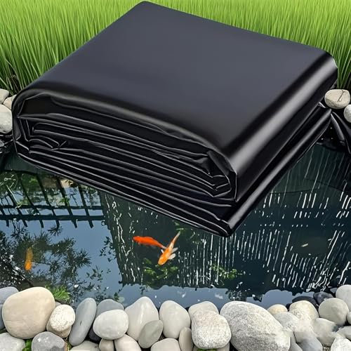 Poxvythb Kit Completo Rivestimento Laghetto, HDPE 0.2mm con Bordatura Autoadesiva, 2x2m 3x4m 5x5m 8x10m, Soluzione Pronta per Laghetto Preformato, Vasca Biologica e Idrocoltura