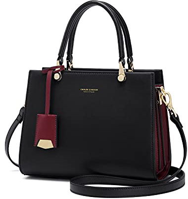 Cnoles Elegante Leder Damen Handtaschen Top-Handle Satchel mit Schulterriemen Modische Einkaufstaschen für Damen (schwarz)